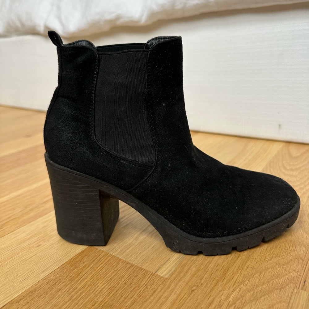 Black Faux Suede Booties